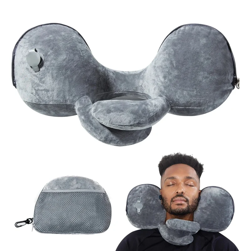 Coussin de Voyage Gonflable | Velours Pliable Compact