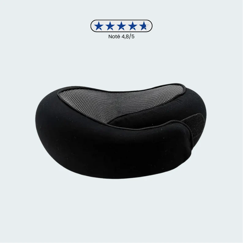 Coussin de Voyage Cuir Pu | Confort Portable Noir
