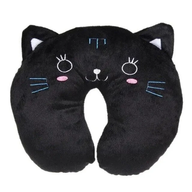 Coussin de Voyage Chat Noir | Mousse Mémoire Tissu Doux