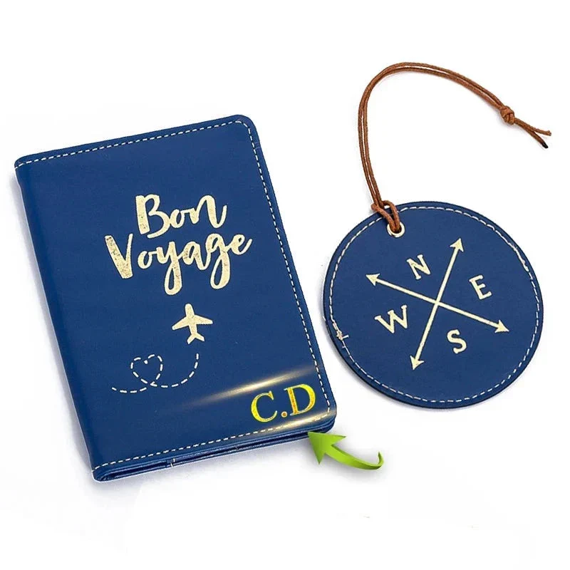 Coffret Cadeau Voyage Personnalisé | Étiquette et Étui en Pu