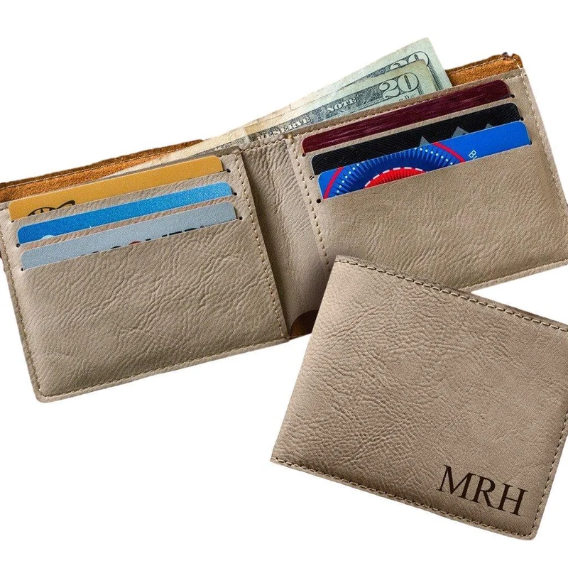 Tan Personalized Leatherette Wallet