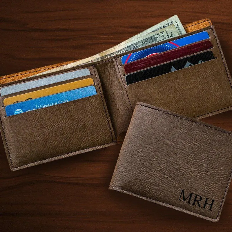 Dark Brown Personalized Leatherette Wallet