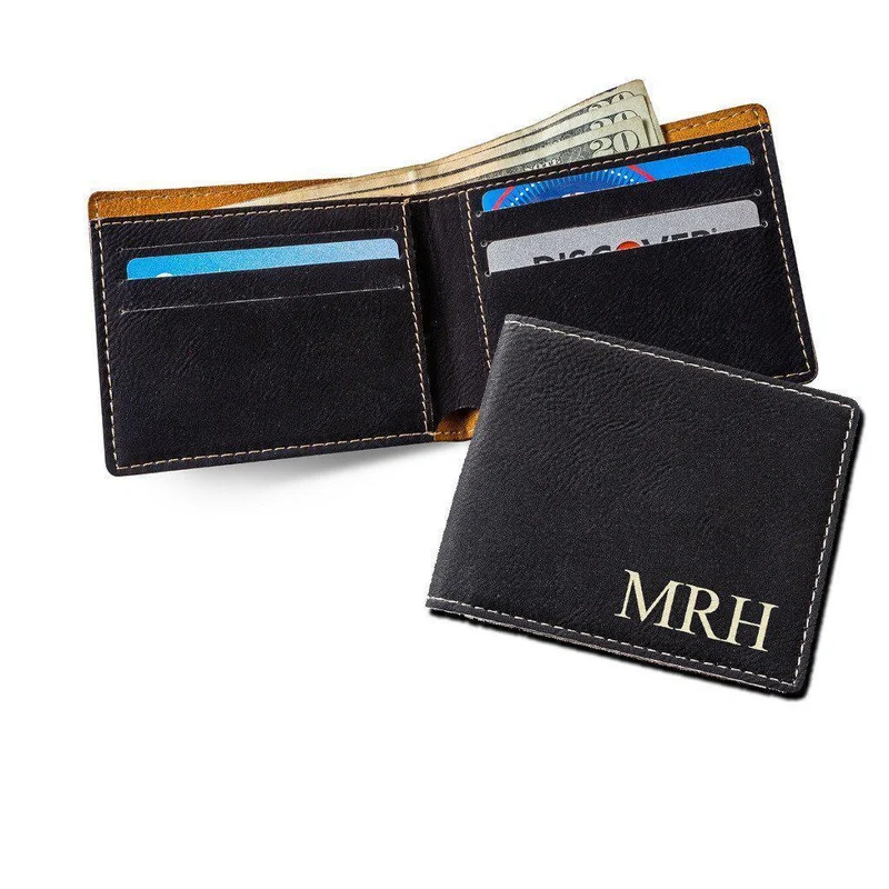 Black Personalized Leatherette Wallet