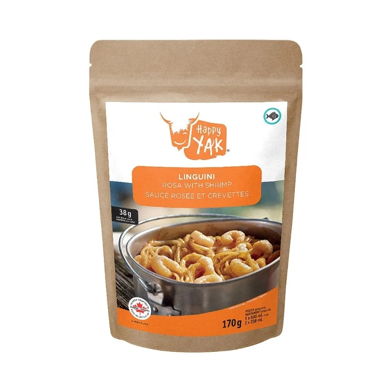 Linguinis sauce rosée et crevettes - Mets lyophylisés de Happy Yak