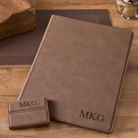 Mocha Personalized Portfolio & Business Card Case Set