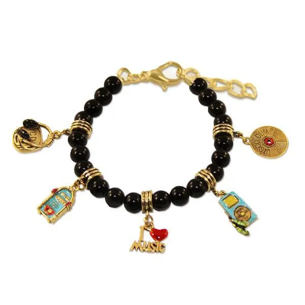 Music Lover Charm Bracelet in Gold