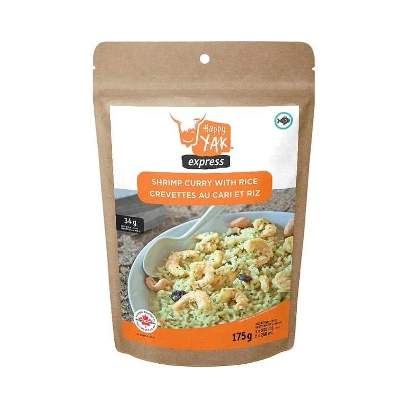 Crevettes au cari sur riz - Mets lyophilisés Happy Yak