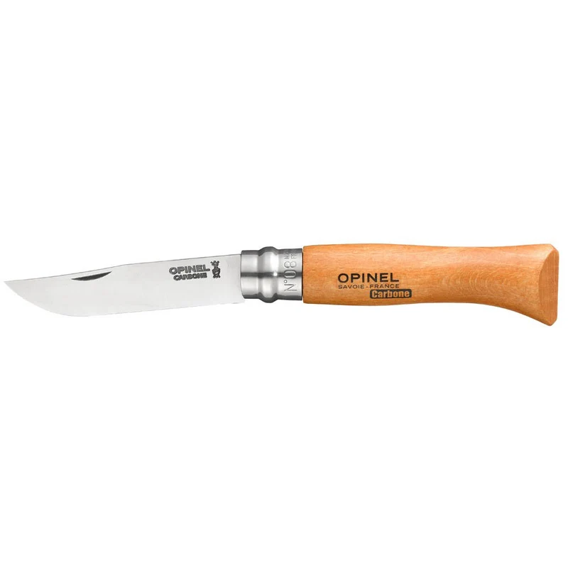Couteau à lame en acier de carbone Opinel N° 8 en bois de hêtre