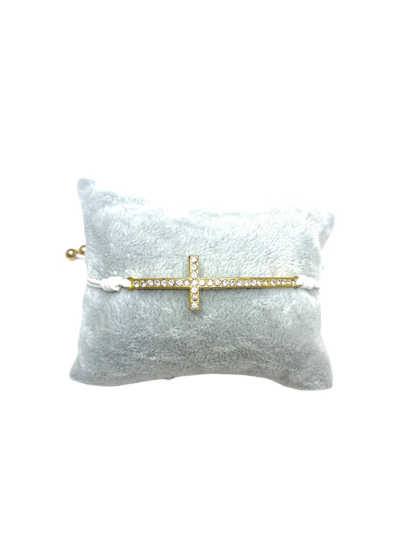 Bracelets ficelle avec motif croix (x12)