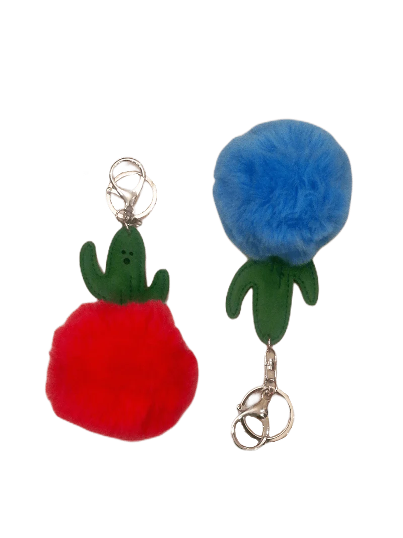 Porte-clé cactus pompon fourrure (x12)