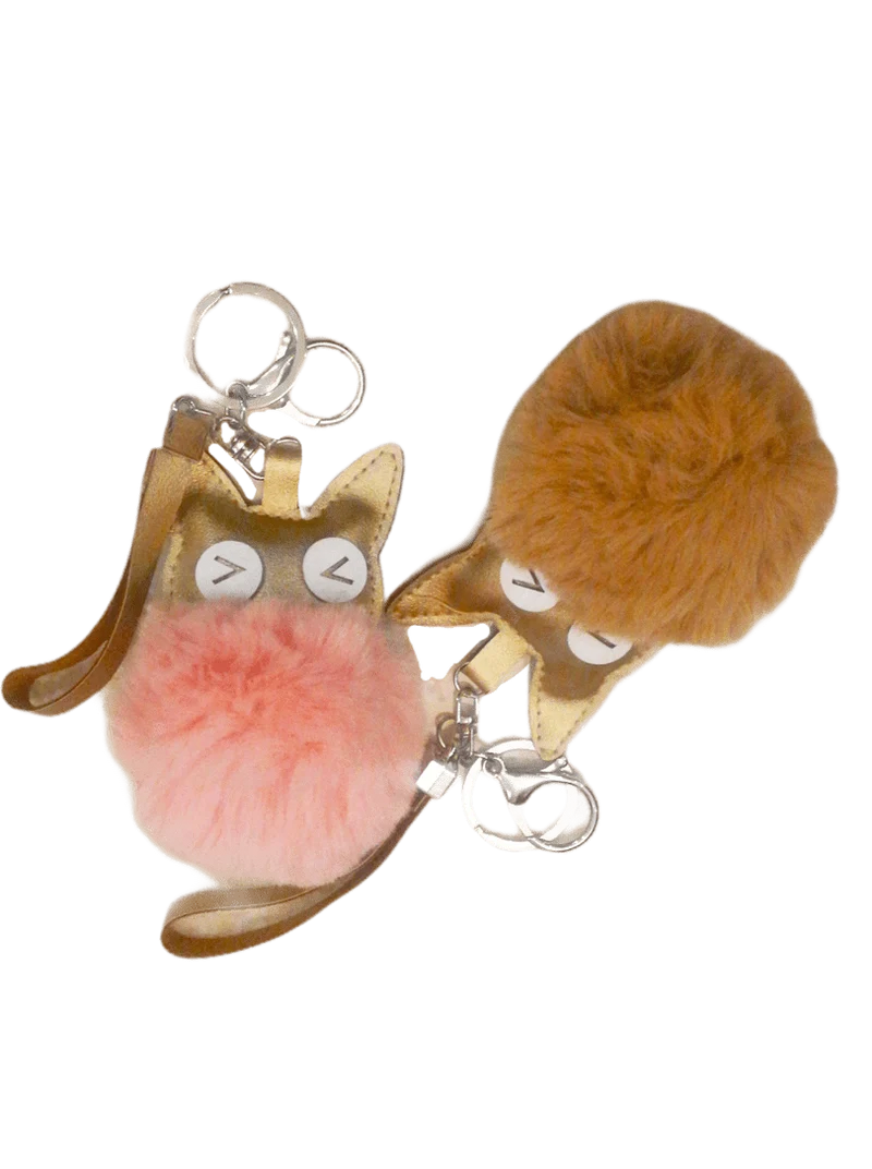Porte-clé chat pompon fourrure (x12)