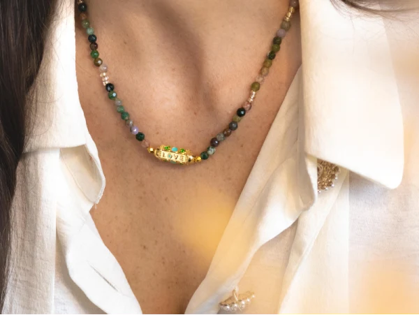 Collier en pierres naturelles d'Agate Indienne