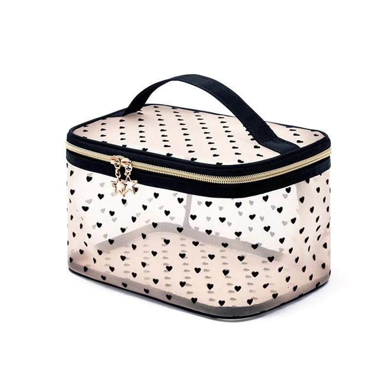 Vanity Transparent Maquillage Cœurs | Rangement Pratique et Compact