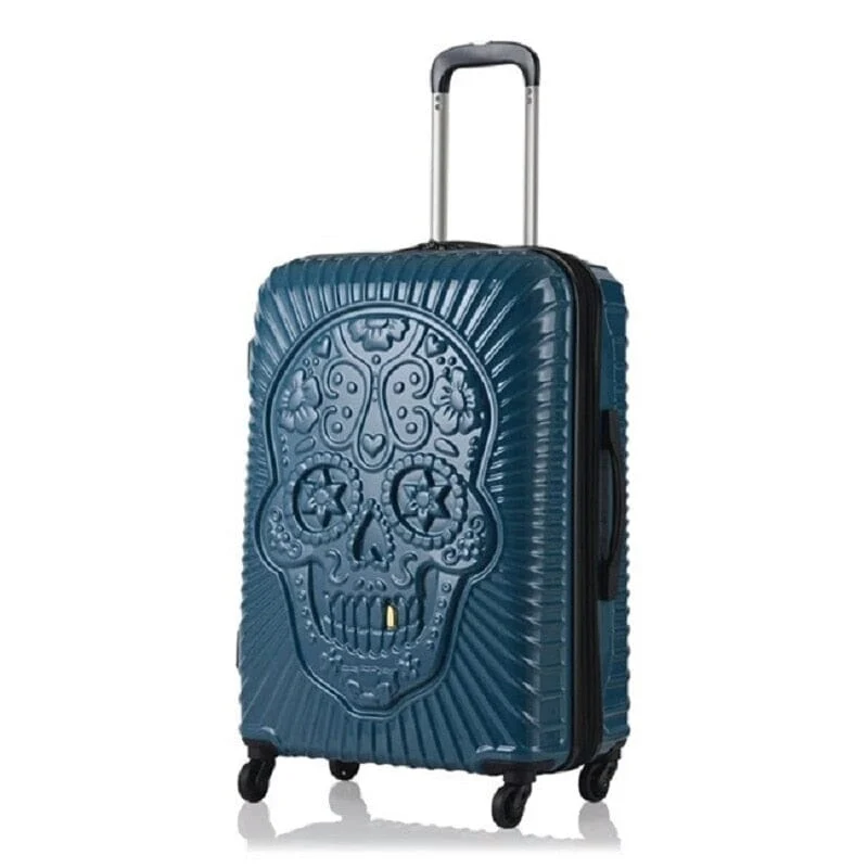 Valise Tête de Mort Mexicaine | Coque Rigide Punk Bleue