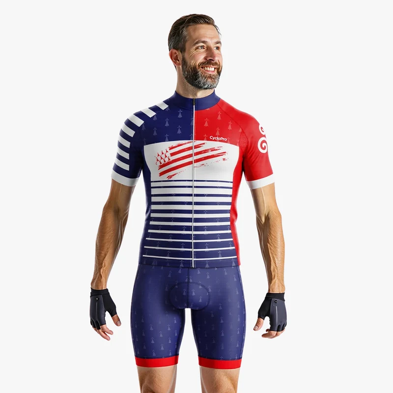 Tenue De Cyclisme Rouge et Bleue - Bretagne