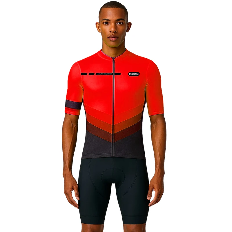 Tenue de cycliste rouge route et VTT - Agility