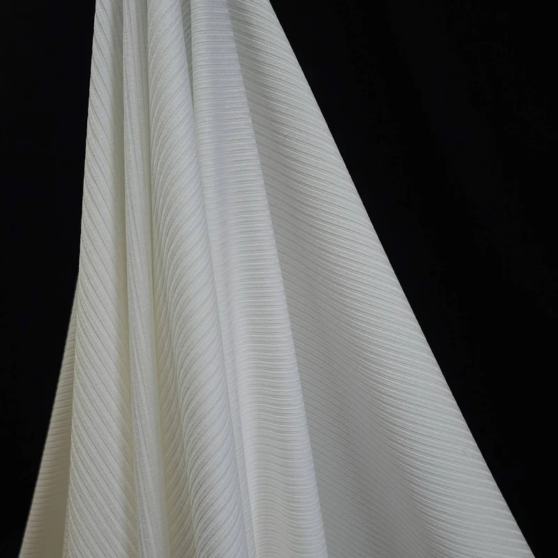 Jersey côtelé de bambou | Ivoire | 46 cm | FIN DE ROULEAU