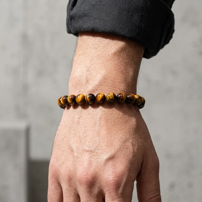 Bracelet Protection Homme en Perles d'Œil de Tigre