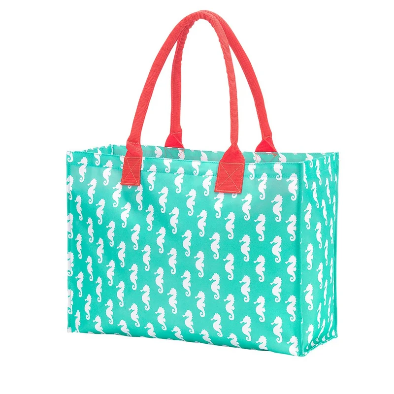 Mint Seahorse Tote Bag - Personalized
