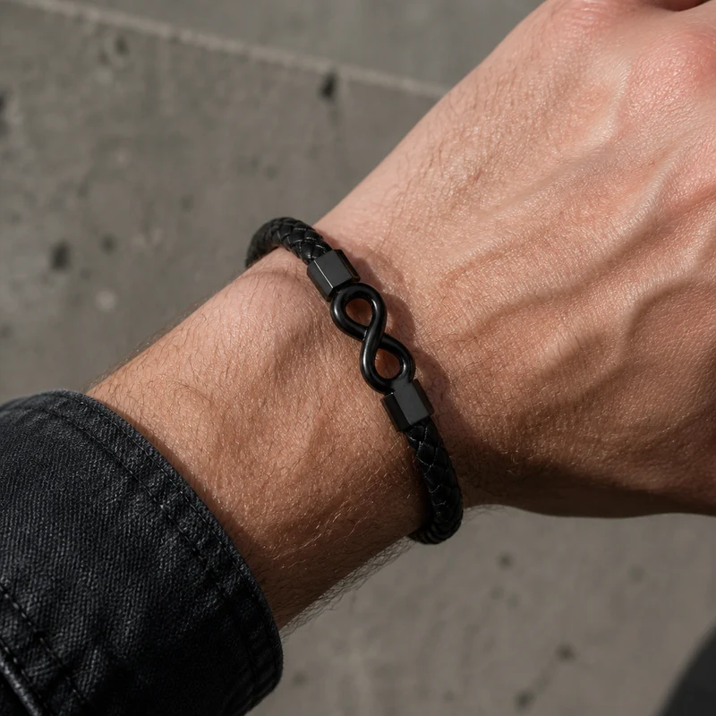 Bracelet Infinity Homme Tressé en Acier Inoxydable