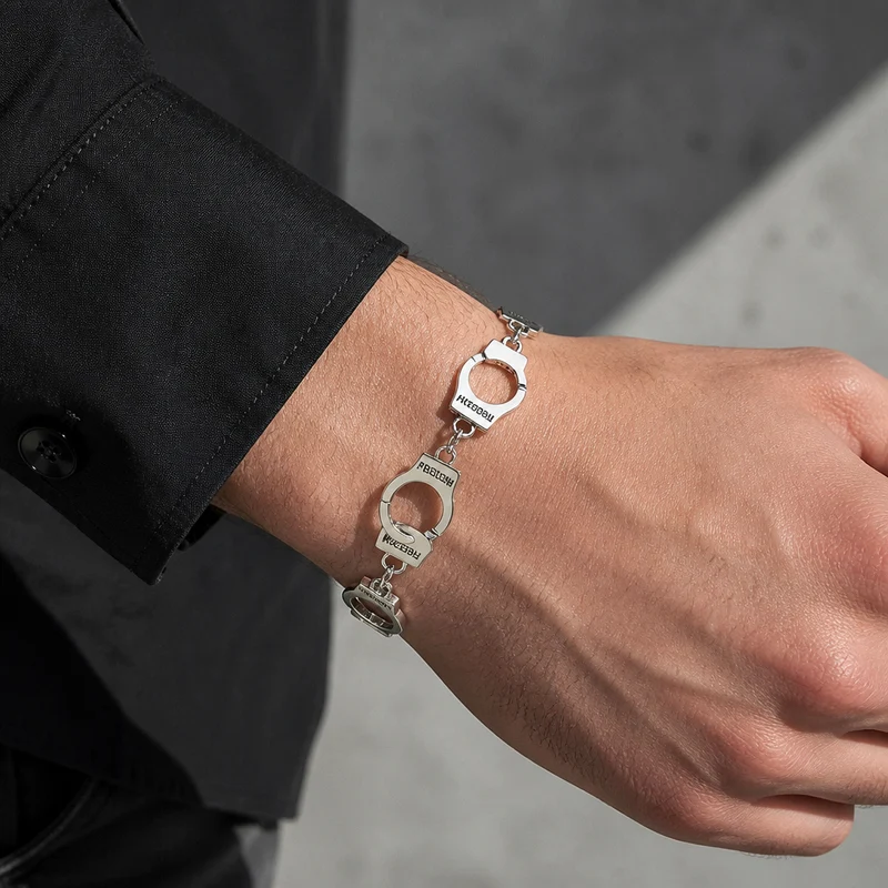 Bracelet Menotte Homme Freedom en Chaîne Argentée