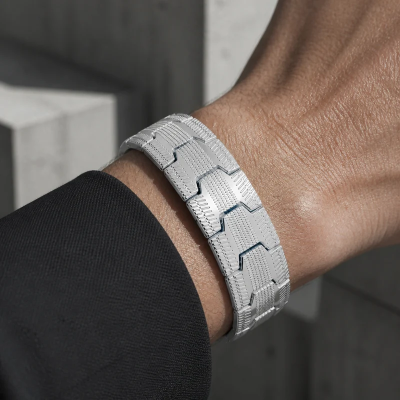 Bracelet Magnétique Homme à Aimants, Maillons en Croix