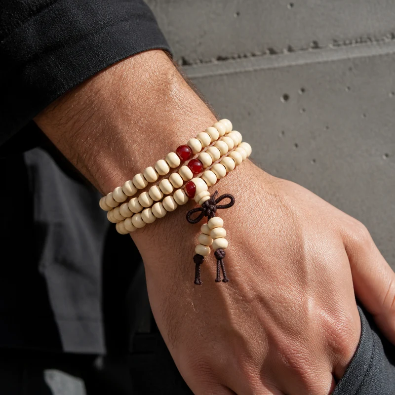 Bracelet Tibétain Homme Mala en Perles de Bois