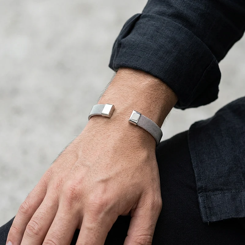 Bracelet Homme Élégant en Maille Milanaise Argenté