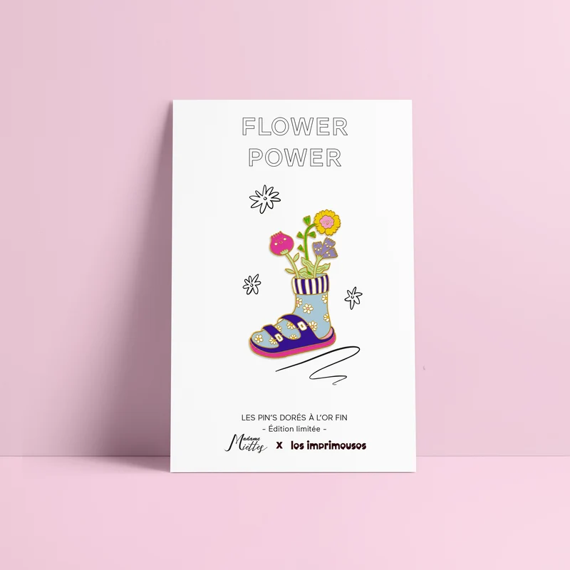 Pin's Flower Power - Chaussette à fleurs - Collab X Mme Miette