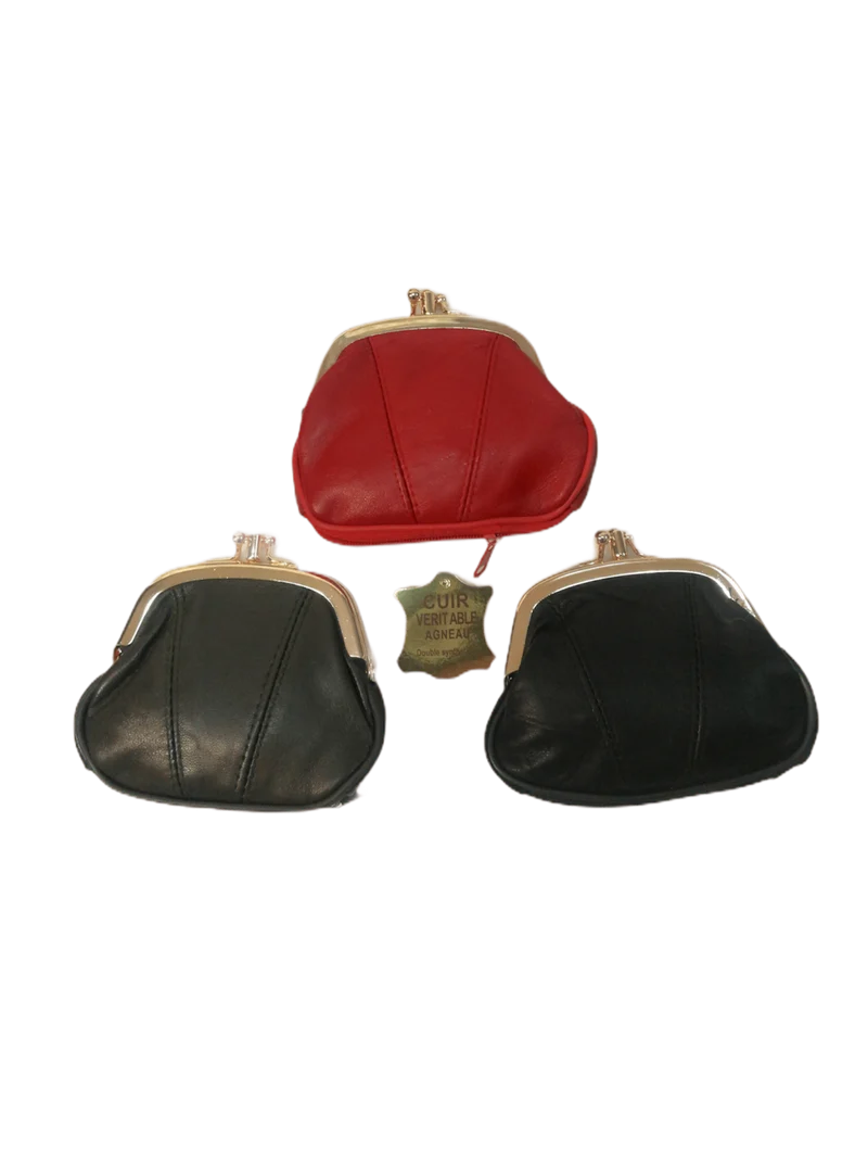 Porte-monnaie bourse 100% Cuir agneau (x12)