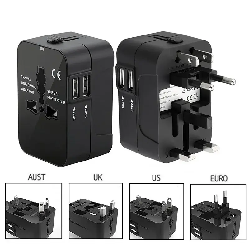 Adaptateur de voyage universel de courant alternatif, adaptateur USB
