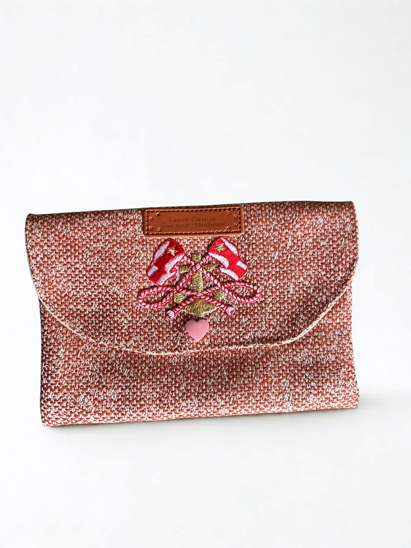 Petite Pochette en coton chiné fait main