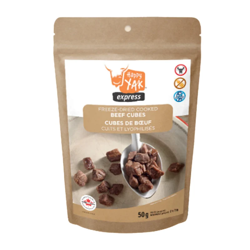 Cubes de Bœuf cuits et Lyophilisés - Mets lyophilisés Happy Yak