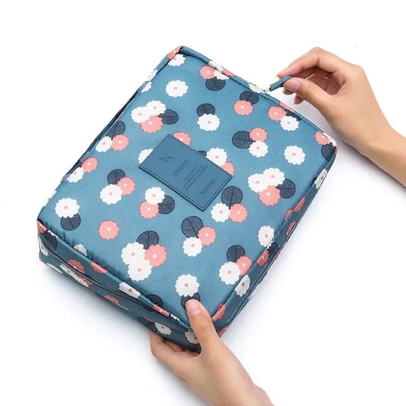Trousse Maquillage Voyage Fleurs | Zip Étanche Nylon
