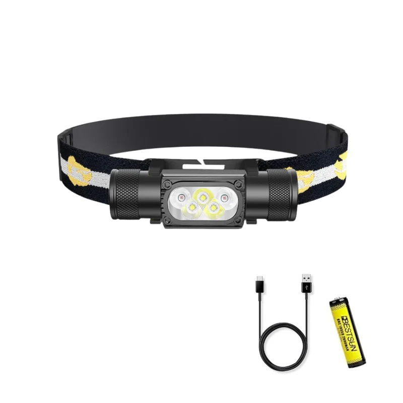 Lampe frontale LED rechargeable avec bandeau réglable