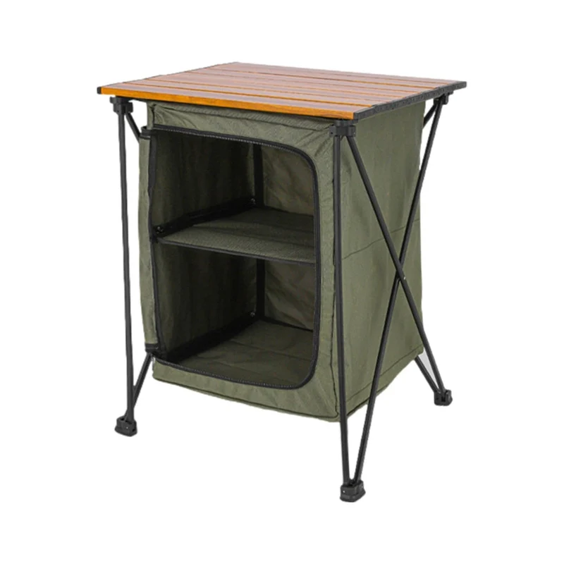 Table de Camping Pliable avec étagères de rangement