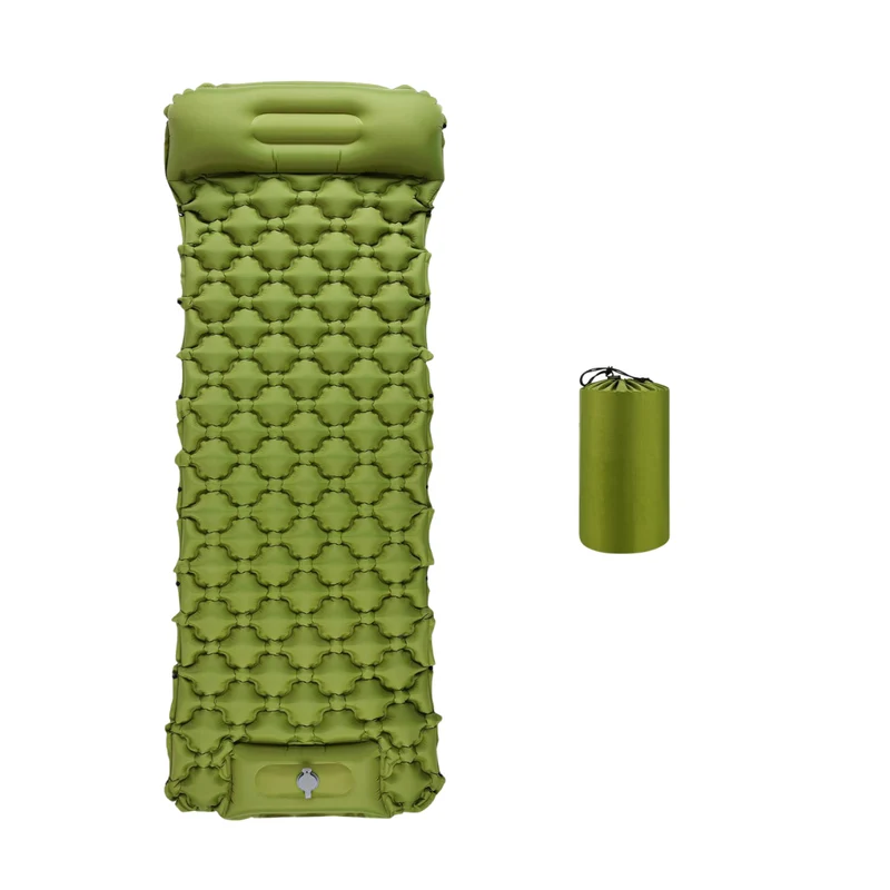 Matelas Gonflable Vert Ultraléger Avec Oreiller Pour Camping