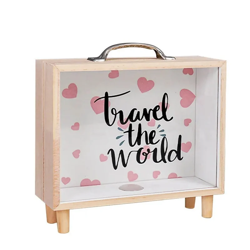 Tirelire Valise en Bois | Économies pour Voyages