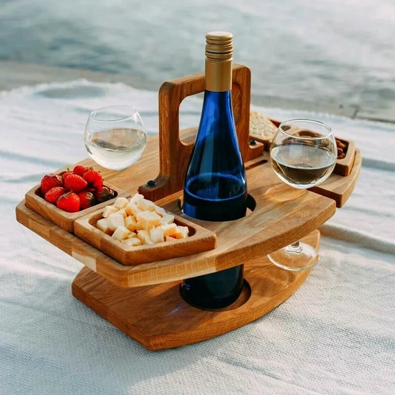 Table Pique-Nique Vin | Bois Pliable Portable