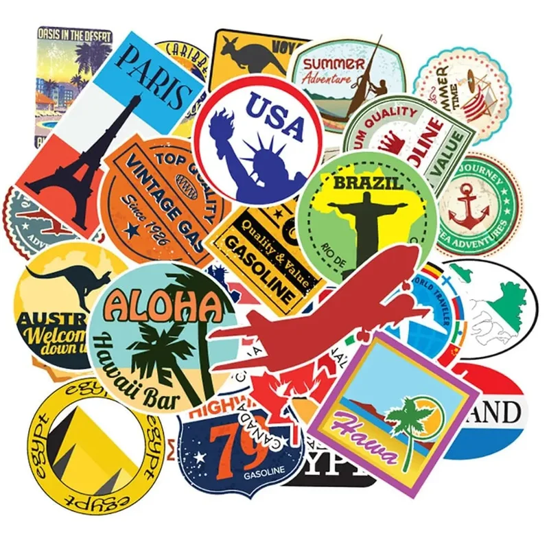 Stickers Valise Voyage Résistants | Lot 50 Pvc Personnalisables