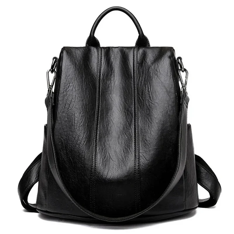 Grand sac à dos femme souple noir - Ombeline