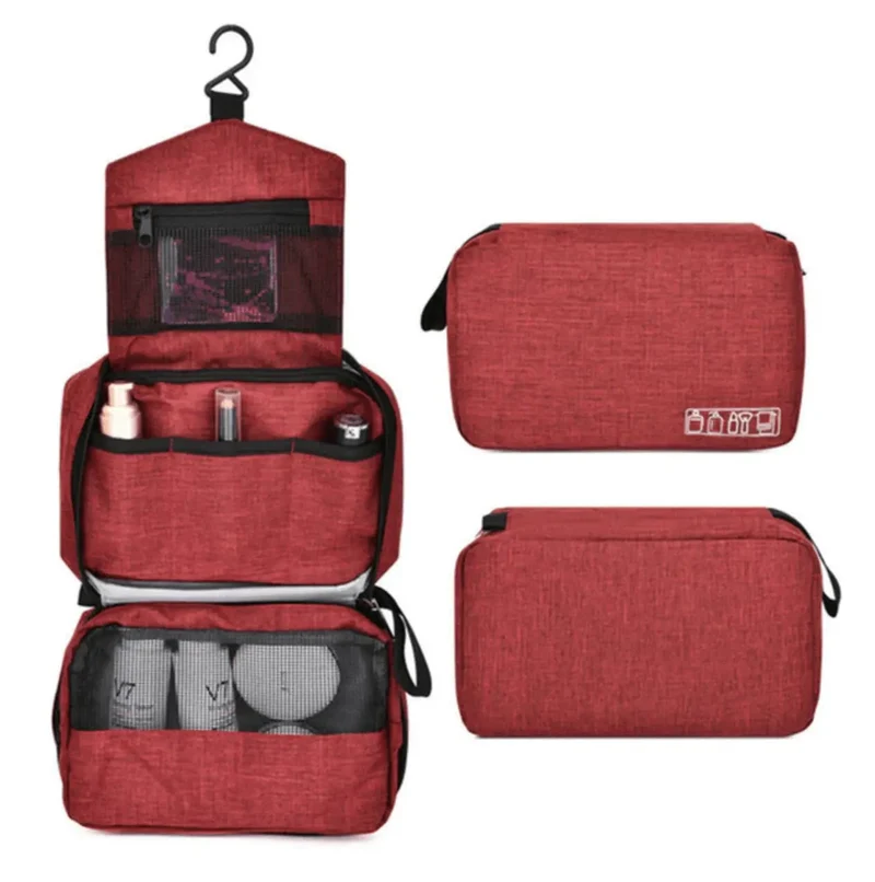 Trousse de Toilette Voyage Rouge | Compartiments Waterproof Suspendus