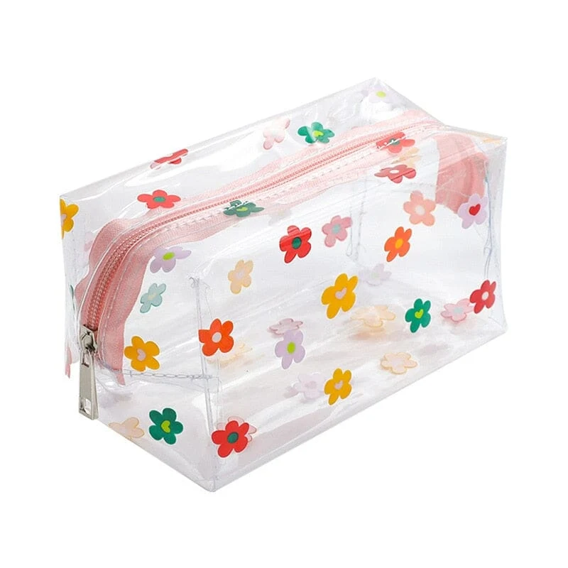 Trousse de Toilette Transparente Fleurs | Idéale pour Avion