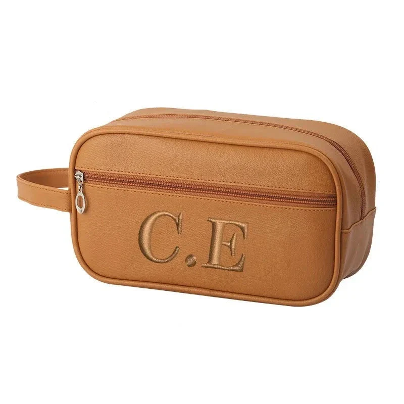 Trousse de Toilette Personnalisée Luxe | Broderie Initiales Voyage