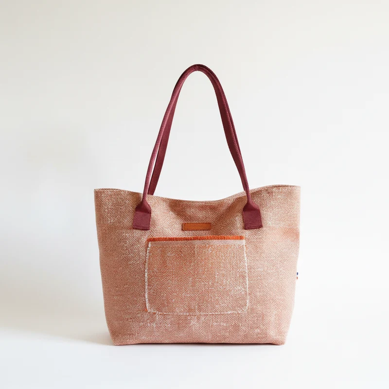 Tote Bag Tissé Rose Gold — Poche Avant