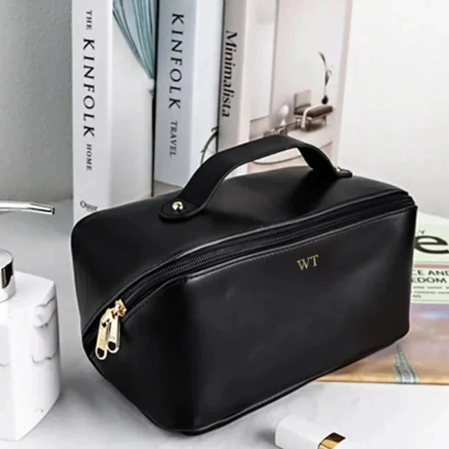 Trousse de Toilette Personnalisée Femme | Initiales or et Compartiments