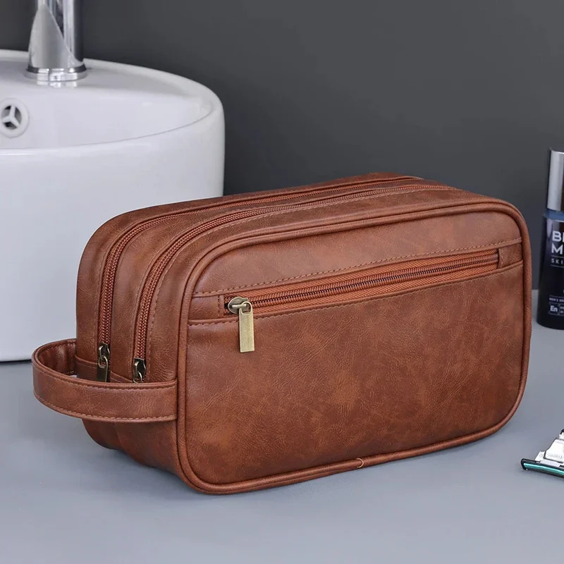 Trousse de Toilette Homme Vintage | Double Compartiment Imperméable