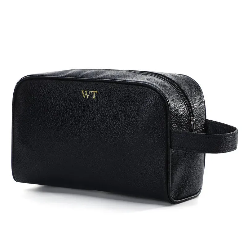 Trousse de Toilette Homme Personnalisée | Initiales Couleur or