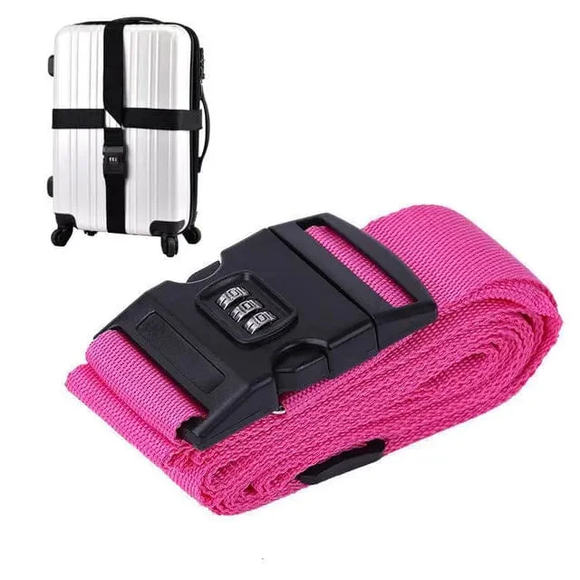 Sangle Valise Code 3 Chiffres | Protection Ajustable Rose