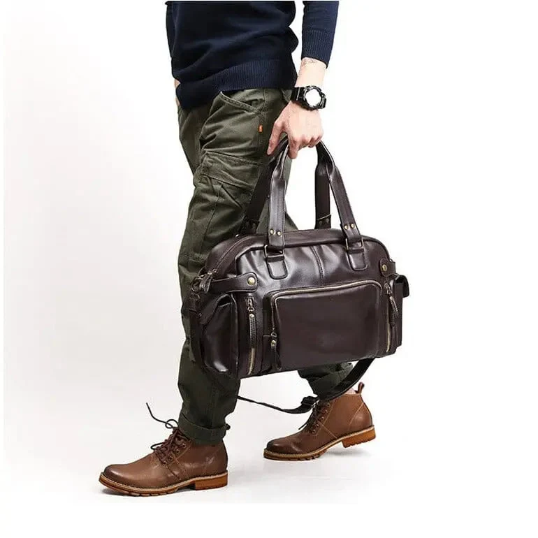 Sac de Voyage Rétro Homme | Pu Spacieux et Chic